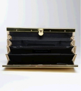 金色蛇皮纹搭扣皮夹
